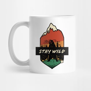 Stay Wild Grizzly Bear Vintage Adventure Patch Mug